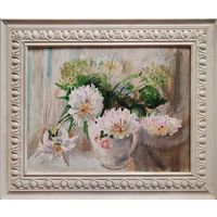 Картина Александров О. "Белые астры", 35х50см. х.м.