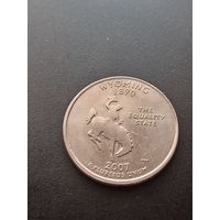 США 25 центов  2007 г. D - Вайоминг