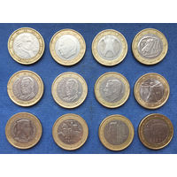 Лот 1 евро (Австрия, Бельгия, Германия, Греция, Испания, Италия, Латвия, Литва, Нидерланды, Эстония). Всего 12 монет