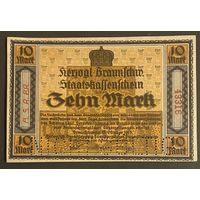 Банкнота 10 марок 1918 год. Герцогство Брауншвейг. Веймарская республика