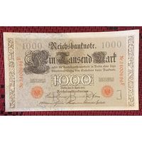 Банкнота 1000 марок 1910 год. Германская империя. Красная печать. С рубля без МЦ