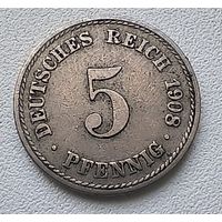 Германия 5 пфеннигов, 1908 A  2-12-12