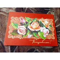 ОТКРЫТКА СССР. "ПОЗДРАВЛЯЮ". ХУД. А. ПЛАКСИН. 1974г