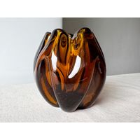 Ваза цветное стекло винтаж 11х11см