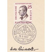 19.ETB. Германия. Западный Берлин. 1957 г. Люди из истории Берлина. Лист первого дня гашения. Mi.#169/ETB#27.