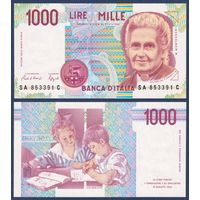 Италия, 1000 лир 1990 г, P-114a (врач Мария Монтессори), UNC