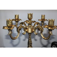 Тяжёлый, бронзовый подсвечник-канделябр на 5 свечей из СССР.