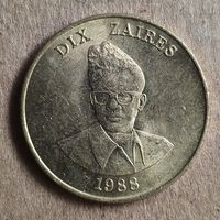 Заир 10 заиров, 1988 г., KM# 19