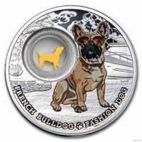 Камерун 1000 франков 2022г. "Собака - лучший друг: Французский бульдог". Филигрань 24К Gold. Монета в капсуле; подарочной рамке - футляре; коробка - сертификат. СЕРЕБРО 28,28гр.