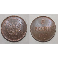 5 пенни 1917 UNC