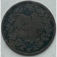 Италия 10 чентезимо 1867 г. OM