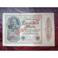 1000 марок Германия 1922 г. Надпечатка "миллиард".