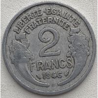 Франция 2 франка 1946 г. Отметка монетного двора "B" - Бомон-ле-Роже