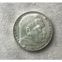 5 марок 1936 F  Гиндербург Германия Серебро