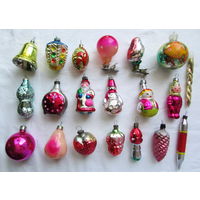 20 ёлочных игрушек, стекло, СССР, одним лотом