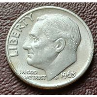 США 10 центов , 1963    D   ( 1-1-2 )