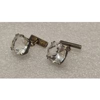 Запонки Серебро 875 горный хрусталь
