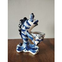 Статуэтка фарфоровая (подсвечник) Золотая Рыбка, Гжель