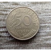 Werty71 Франция 50 сантимов 1963 Редкий номинал не 1/2 франка