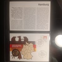 Коллекционный нумизматико-филателистический набор  Германии, посвящённый гербу федеральной земли Гамбург