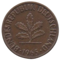 Федеративная Республика Германия. 2 пфеннига 1965 F.