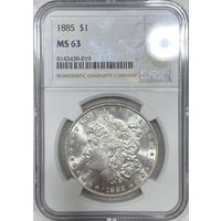 Ярчайший Доллар Морган 1885 ms 63 NGC