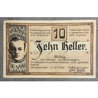 Нотгельды Австрия Ауролцмюнстер 10 геллеров 1920 год.