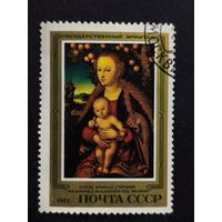 1983 СССР. Шедевры Государственного Эрмитажа. Немецкая живопись. Лукас Кранах Старший (1472-1553). "Мадонна с младенцем под яблоней"