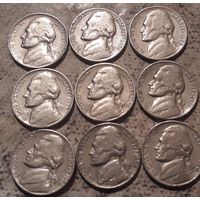 5 центов 1952 - 1960 все D США 9 шт.