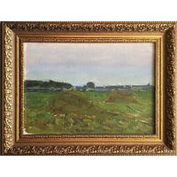 Азгур Г.Г"Стожки",1953 г. 24,5х34,5 см.Х/М на картоне.