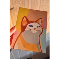 Магнит Котик. Ручная работа, формат А5