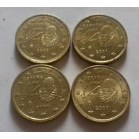 2 евро, Испания 2001 г., ( 4 монеты по 50 ец.)