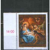 Полная серия из 1 марки 1999г. Австрия "Рождество. Антон Янтль "Рождение Христа" MNH