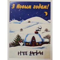 Белпочта С Новым годом 1996 малотиражная чистая открытка Беларусь