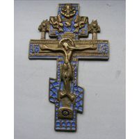 Крест распятие,литьё,бронза,эмаль,154х95 мм,160 грамм.