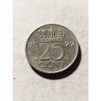 Нидерланды 25 центов 1977