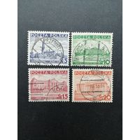 Польша 1937 Полная серия марок "Различные достопримечательности" (гашение без клея с наклейками) Mi.315-318 каталог 1.20 евро