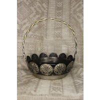 Красивая мельхиоровая часть от сахарницы корзиночка СССР