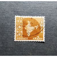 Марка Индия 1957 год Карта