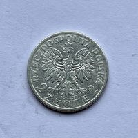 Монета серебро Польша 2 злотых 1933 год Ядвига ОТЛИЧНЫЕ