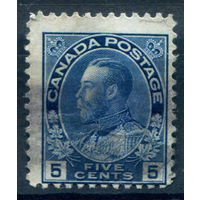 Британские колонии - Канада - 1911/18г. - король Георг V, 5 с - 1 марка - гашёная [Mi 95 A]. #3-WB-82-A-1