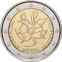 2 евро 2021 Финляндия Журналистика UNC из ролла