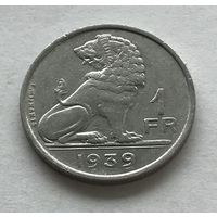 Бельгия 1 франк 1939 Лев (BELGIE - BELGIQUE)