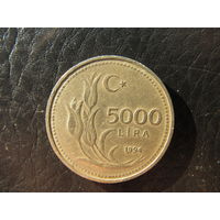 Турция. 5 000 лир.1994. С 20 копеек. Распродажа коллекции. Смотрите другие лоты.