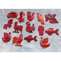 Ёлочные игрушки, пластик из СССР красная серия