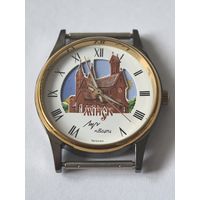 Новые !!! Часы Луч. Кварц. в упаковке и с документом. 1999 год. Красный костел. День. Ночь. солнышко и луна бегают между башенками.Новые . темный корпус. новая батарейка !!!