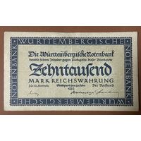Банкнота 10000 марок 1923 год. Вюртемберг. Веймарская республика