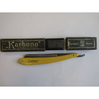 С рубля. Состояние! Бритва опасная "Karbono". "Spezial-Stahl ZWERG 550" в оригинальном футляре. Опаска. Ретро СССР.