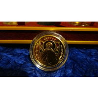 Золото. Святые.  Преподобный Сергий Радонежский . 2013 год. 100 рублей.  Проба золота: 999,9 . 10 гр. Православные святые .