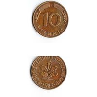 10 пфеннигов Германия 1982 года(F)
